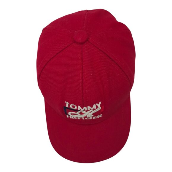 Tommy Hilfiger Spell Out Strapback Cap Embroidered Vintage 90s Baseball Hat Red - Picture 6 of 13